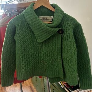 Green Cable Knit Women's Cardigan